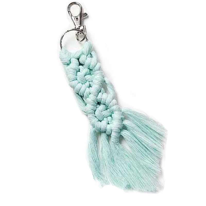

Bright Color Mini Macrame Keychains kits Boho Macrame Keychains with Tassels Handmade for Car Key Purse Phone Wallet