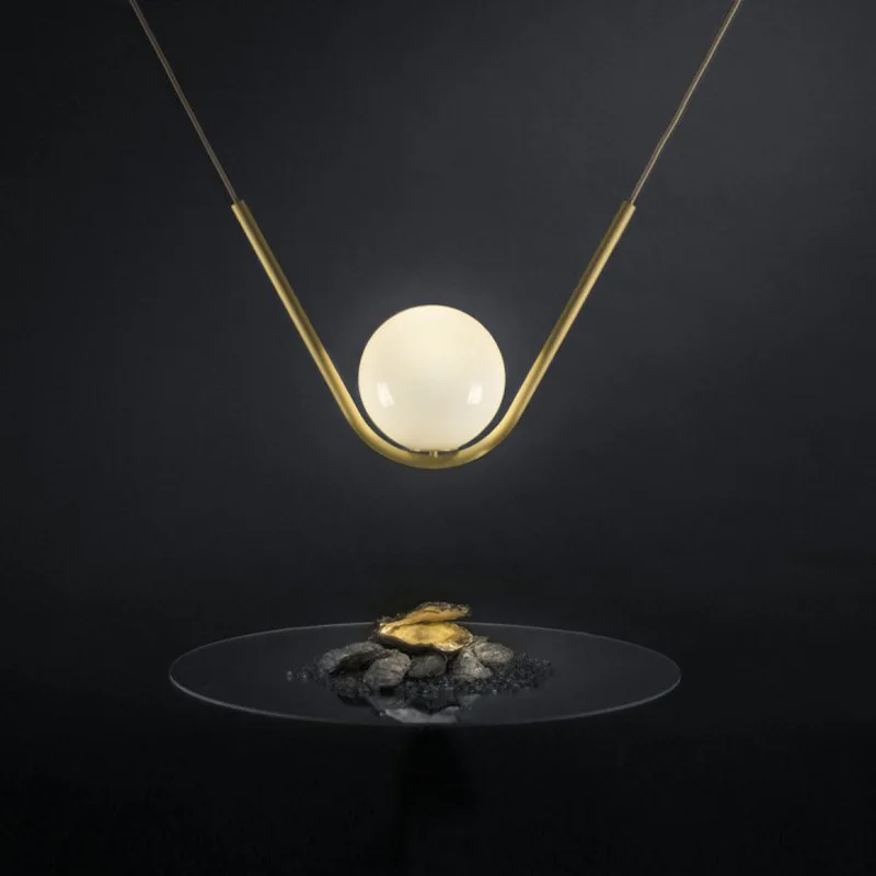 

minimalist V pearl necklace pendant lamp light buffet restaurant cafe luxury combination personality LED lamps