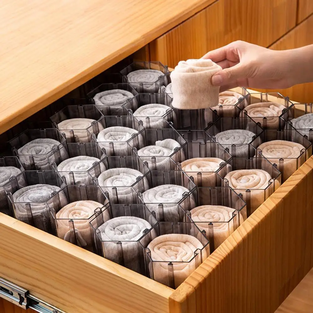 

80% Hot Sales!!! 6Pcs Honeycomb Socks Organizer Storage Compartment Underwear Closet Divider Box