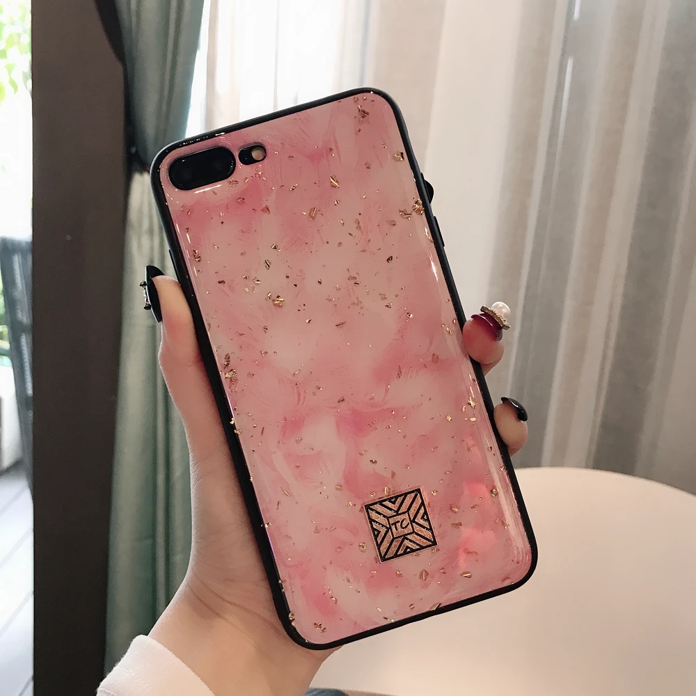 Fashion Gold Foil Glitter Phone Case For iPhone X XS Max XR 11 8 7 6 6s Plus Pink Grey Soft TPU Silicone Cover Coque Funda |