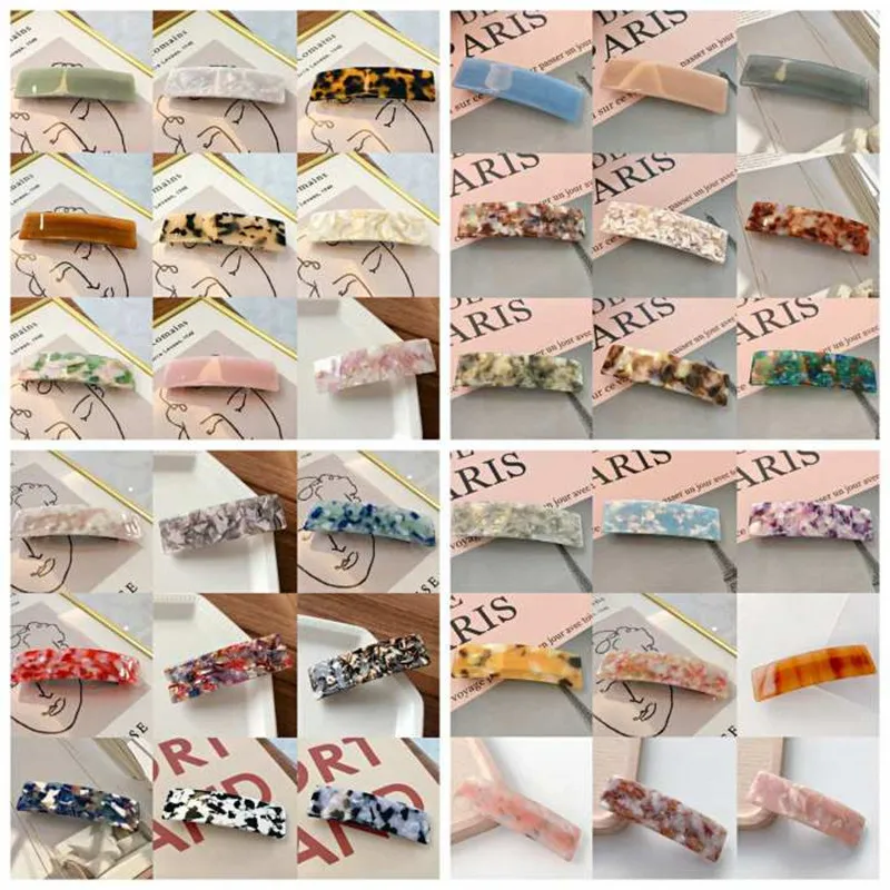 

Korean Fashion Acetate Resin Rectangle Hairpins Clips Marble Print Side Clips Barrettes for Girls Hairpin Women Hair Accessories