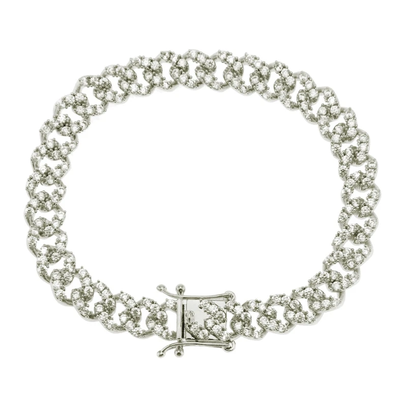 

Street Domineering Cool Shiny Zircon Men's And Women's Cuban Chain Bracelet Hip Hop Environmental Protection Copper Hand