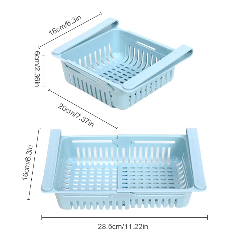 

2Pcs Kitchen Accessories Storage Container Refrigerator Organizer Adjustable Plastic Fridge Storage Baskets Pull-out Drawer