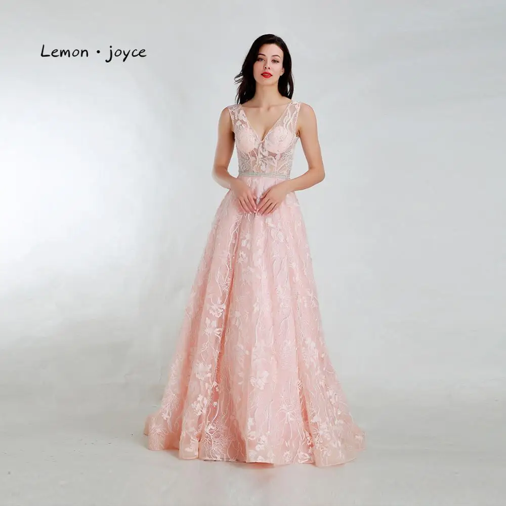 Lemon joyce розовые вечерние платья 2020 Новое поступление простые кружевные