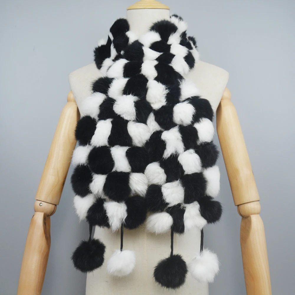 

Women Natural Real Fur Scarf Winter Warm 100% Genuine Rabbit Fur Muffler Lady Fashion Real Rabbit Fur Scarves Wholesale Retail
