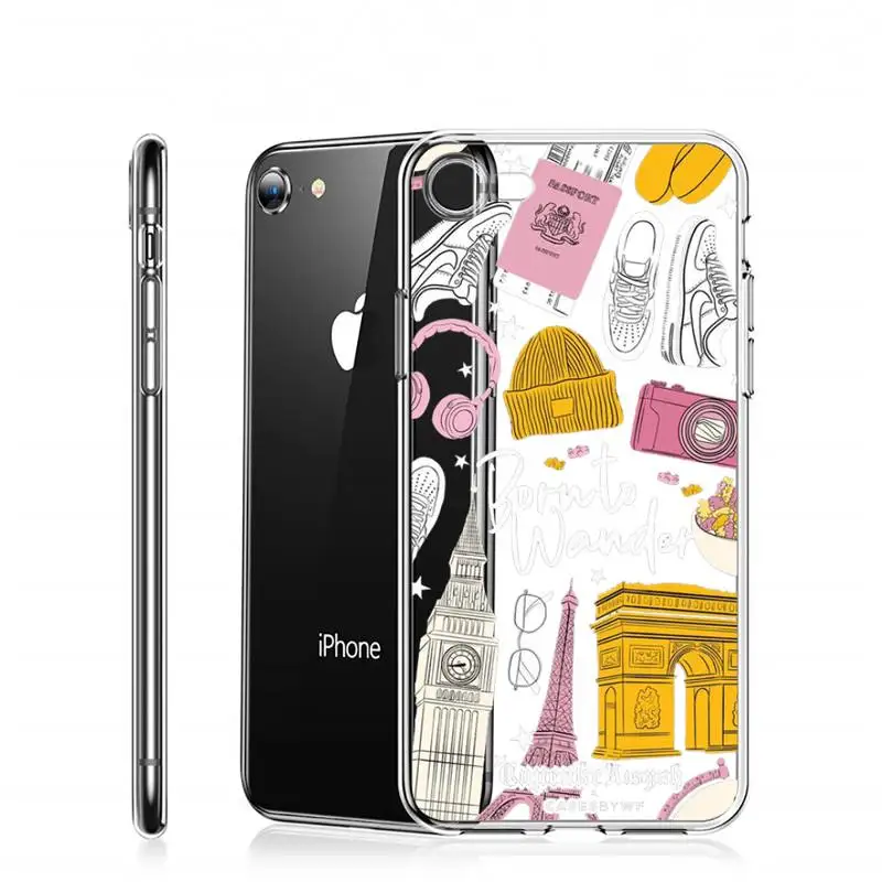 

Casesbywf Cartoon girl paint Phone Case Transparent for iPhone Samsung A S 11 12 6 7 8 9 10 20 Pro X XS Max XR Plus lite Clear