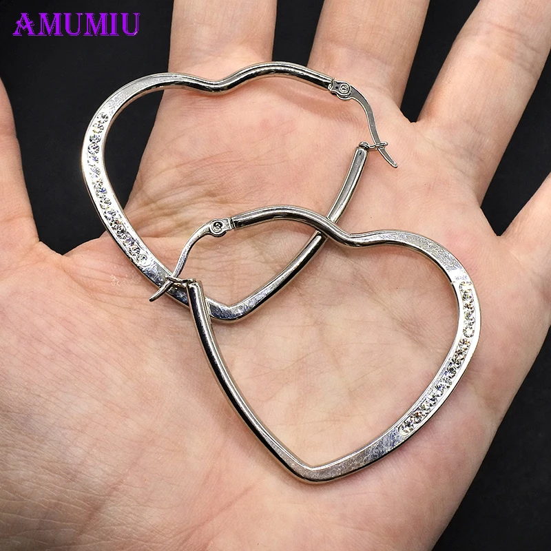 Женские серьги в форме сердца с кристаллами E029|Серьги-кольца| |