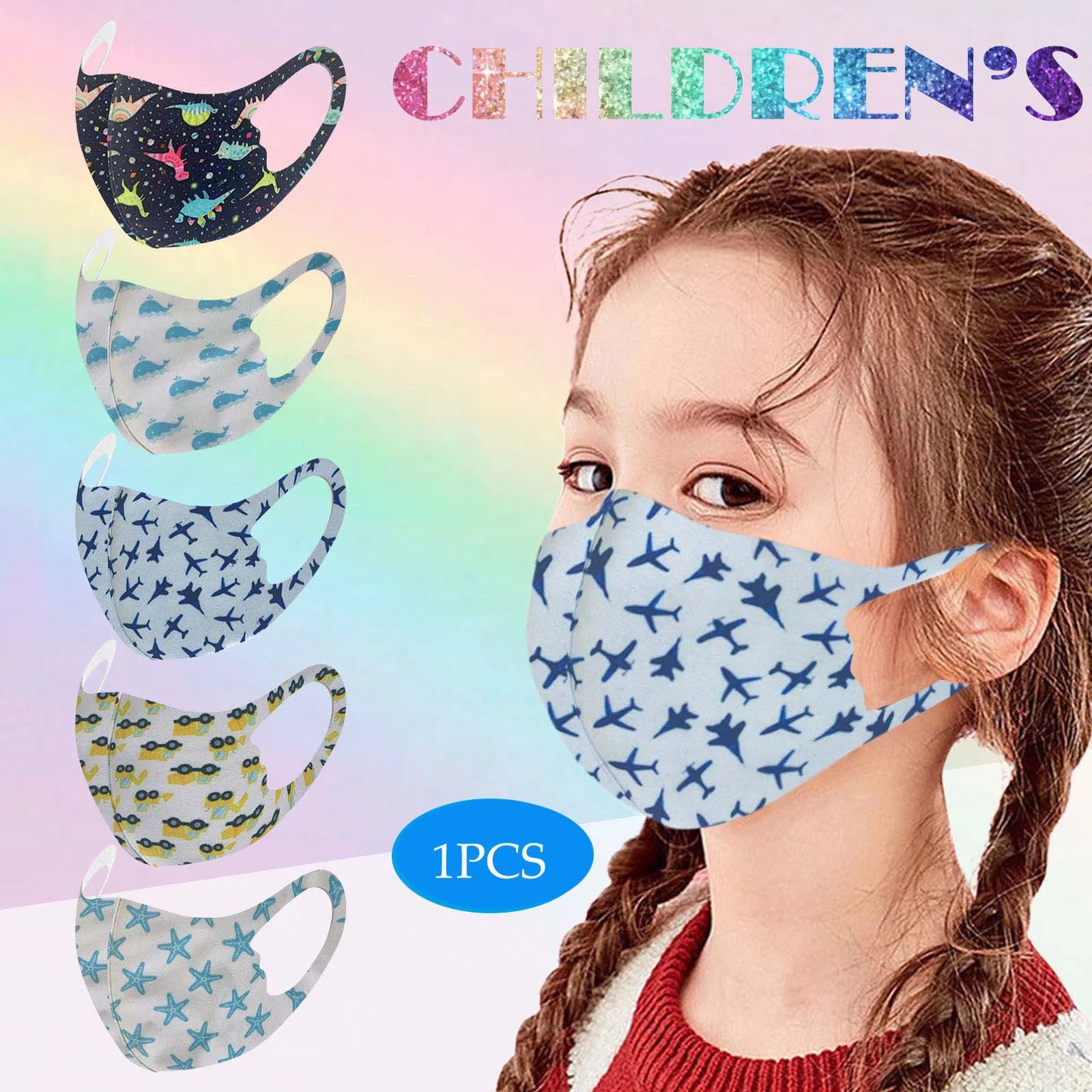 

1 шт. Детская Унисекс маска для лица с принтом пылезащитный рот моющаяся многоразовая дышащая крышка для рта маскарилья маска