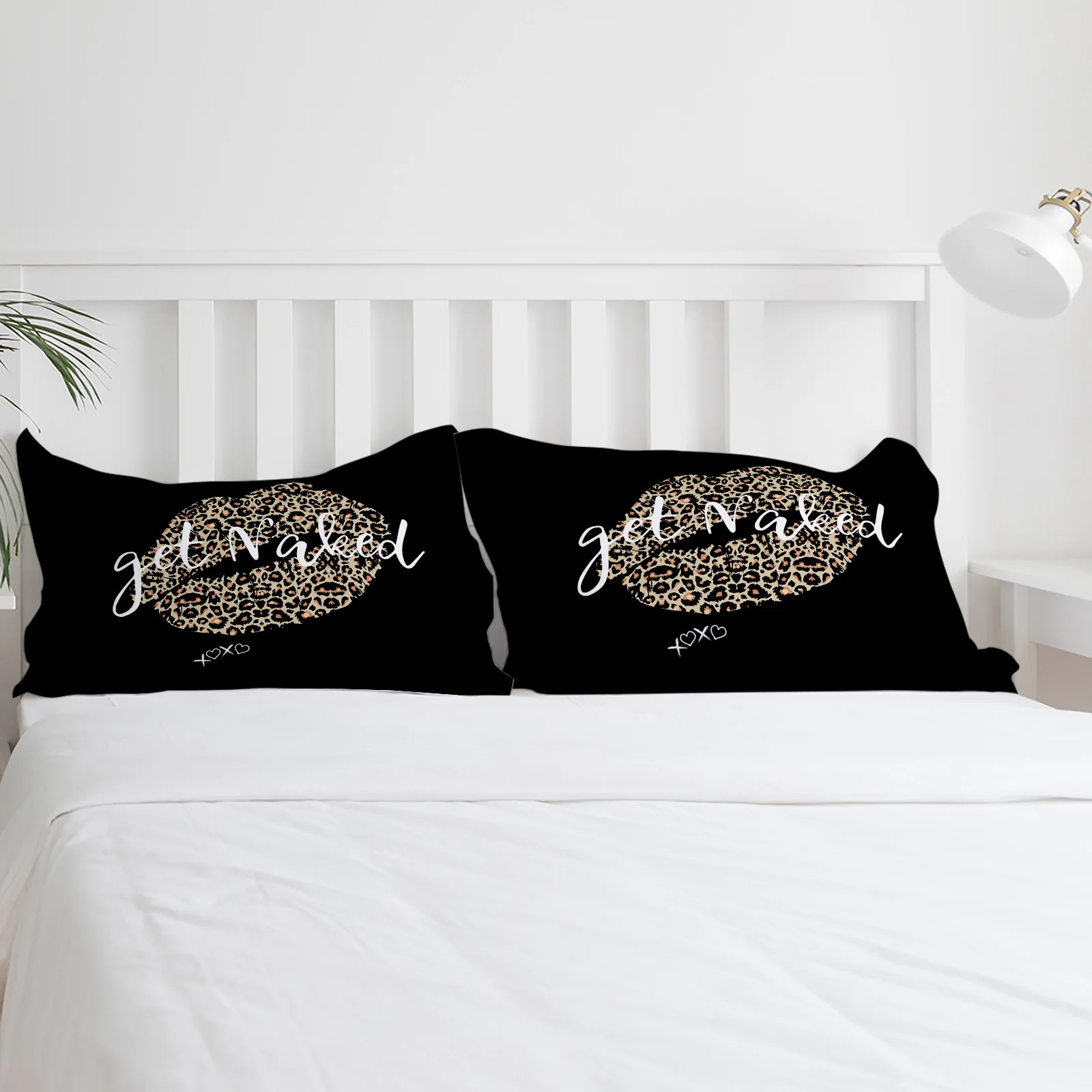 Роскошный комплект постельного белья с изображением леопарда и сексуальных губ -