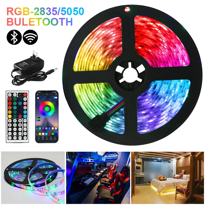 Luces Bedroom Decoration Led LED Strip 12V Lighting RGB Neon 5050 Waterproof Flexible Ribbon DC Wifi Tape Diode Bluetooth Lights