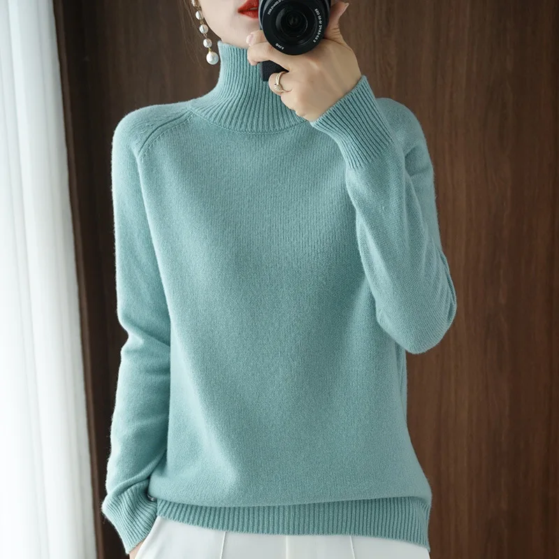 

Autumn and winter new turtleneck sweater women loose and thin bottoming sweater stand-up collar sweater knitted top