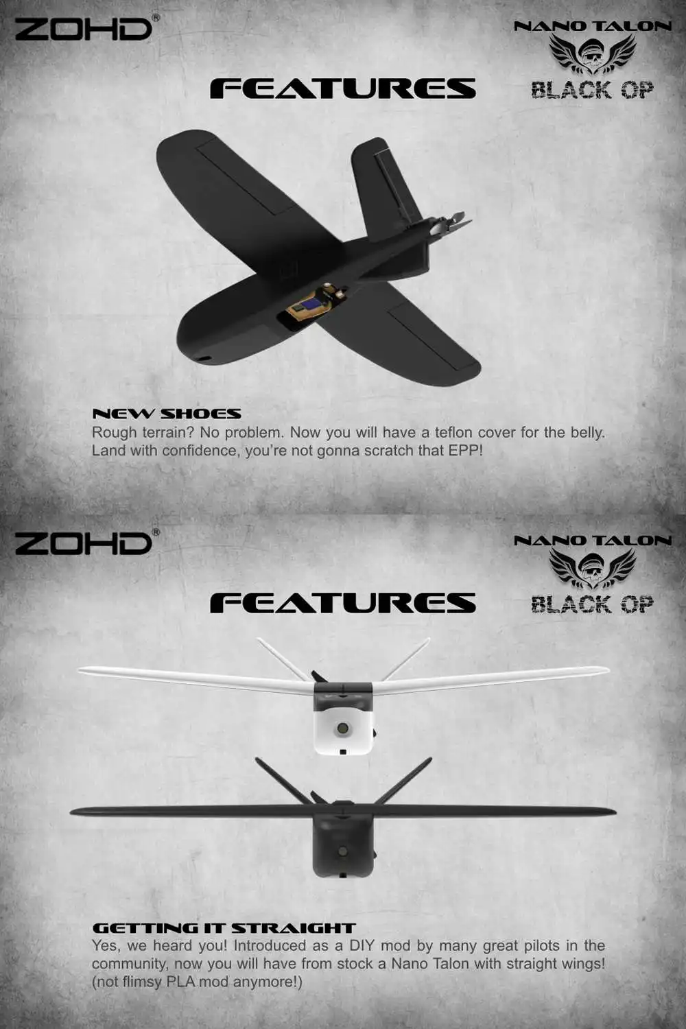 ZOHD Talon Black OP 860 мм размах крыльев AIO v-хвост EPP FPV крыло модель самолёта на радиоуправлении игрушки на открытом воздухе PNP w/FPV готовое ограниченное издание