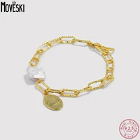 moveski 925 sterling silver minimalist temperament good luck baroque pearl bracelet women birthday party exquisite jewelry gift