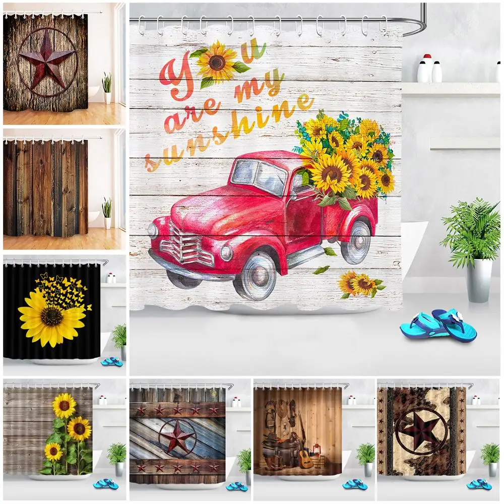 Занавеска для душа с подсолнухами 180 см x см|Шторы душа| |