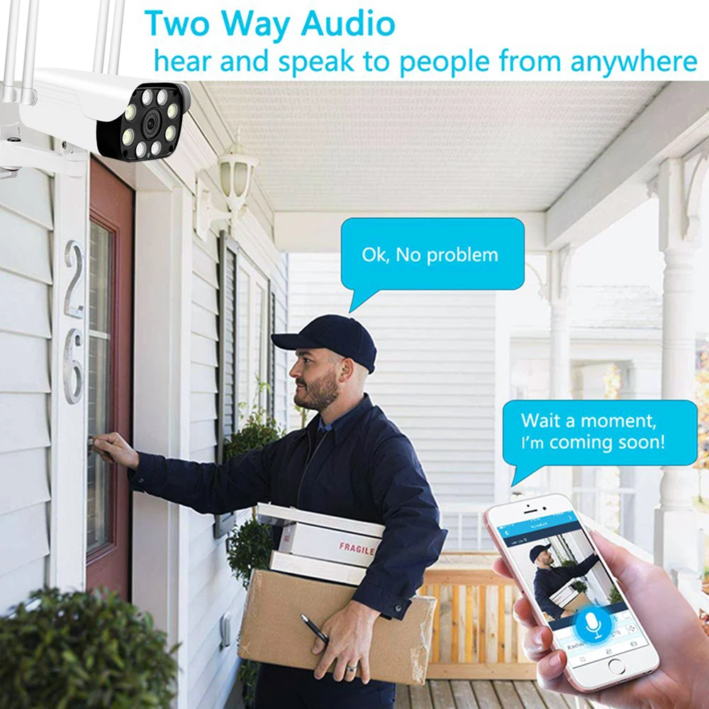 Теплый свет полноцветная камера ночного видения WiFi IP66 Водонепроницаемая