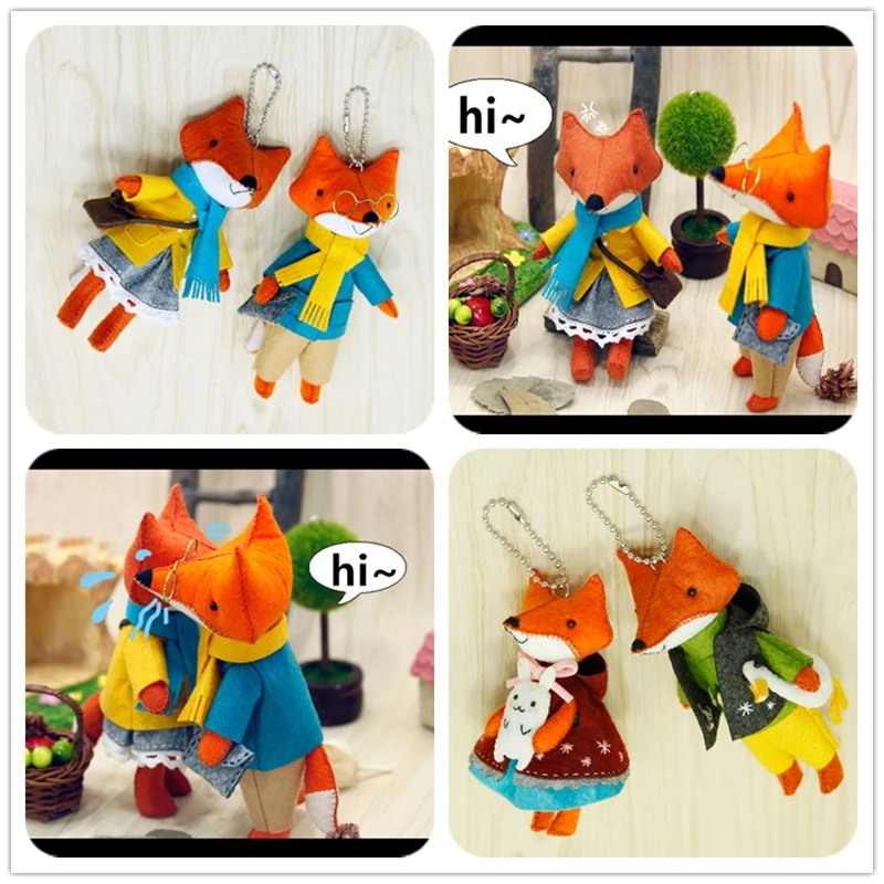 2 шт./компл. милые семьи лисицы войлочные животные ручной работы швейная ткань