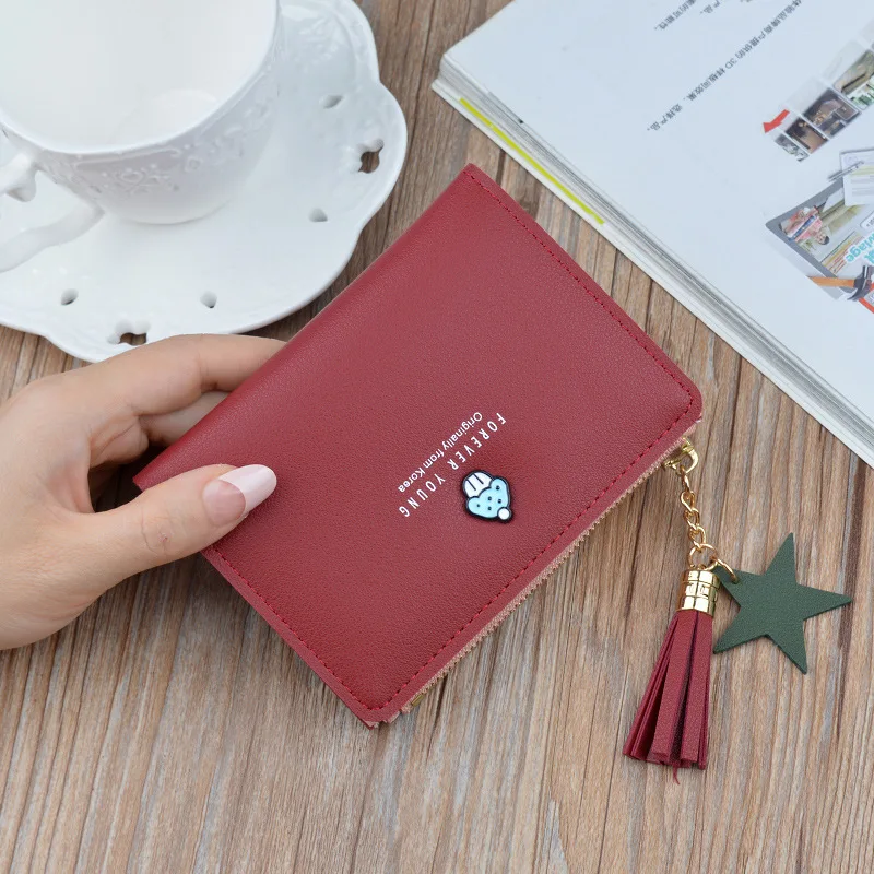 Симпатичный женский кошелек 6 цветов модный с кисточками короткий студенческий