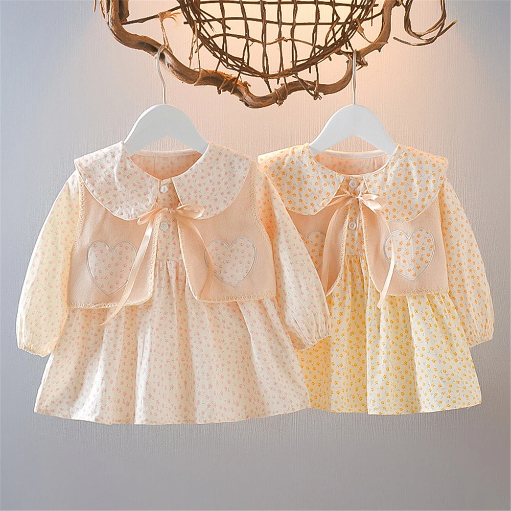 

Baby Girls Dresses Spring Baby Girls Princess Clothes Set Children's Long Sleeve Floral Tops Dress for Girls Clothes Vestidos