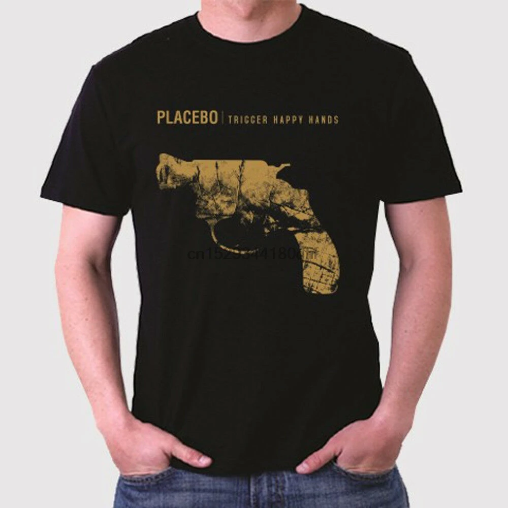 Мужская черная футболка с триггером Happy Hands рок-группы эффектом плацебо размеры