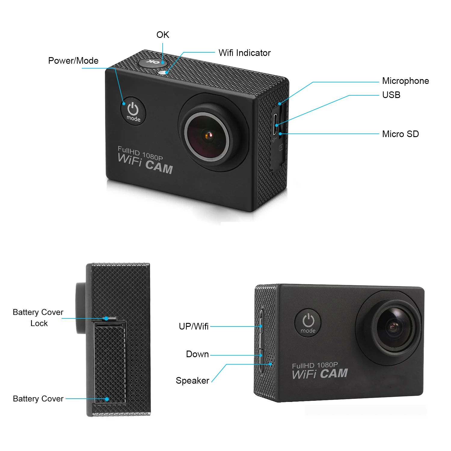 

Full HD 1080P Action Camera WiFi 2.0 Inch 30m Go Waterproof Pro Helmet Video Recording Camera Sports Cameras Sport DV Outdoor