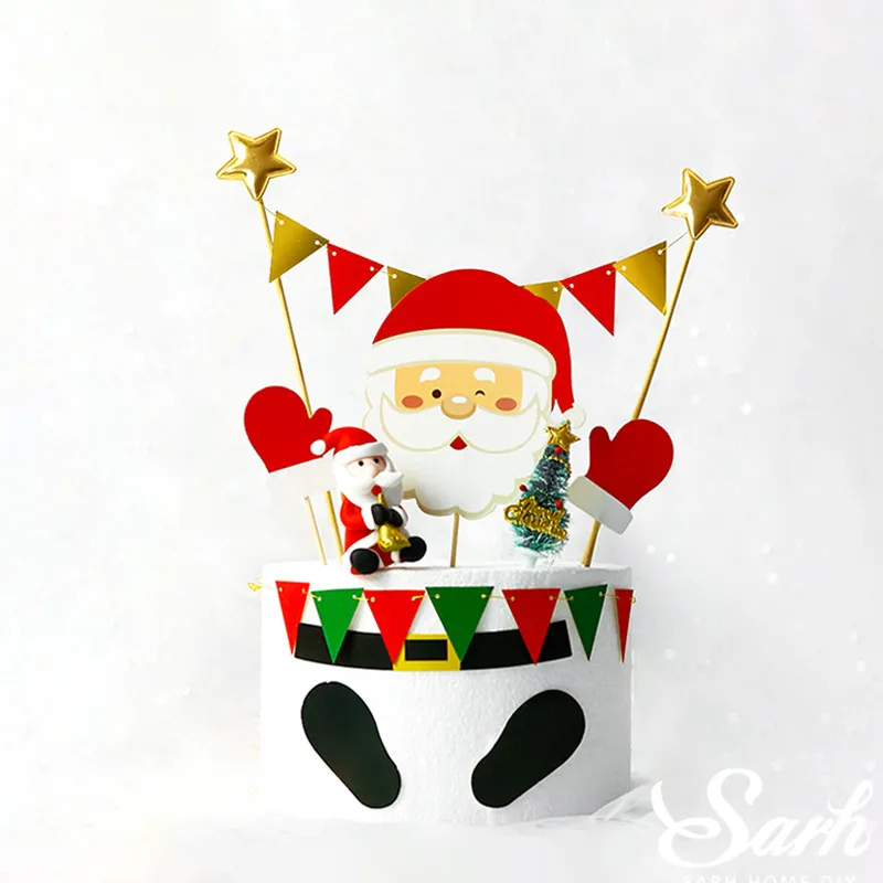 Рождественский Топпер для торта с Санта Клаусом снеговиком десертное украшение