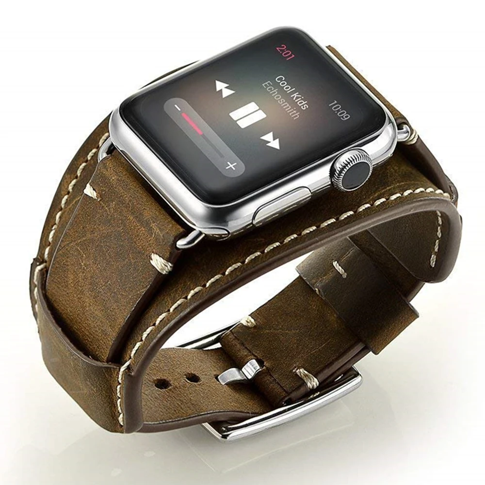 Ремешок из натуральной кожи для Apple Watch 7 6 SE 44 мм 40 38 42 | Наручные часы