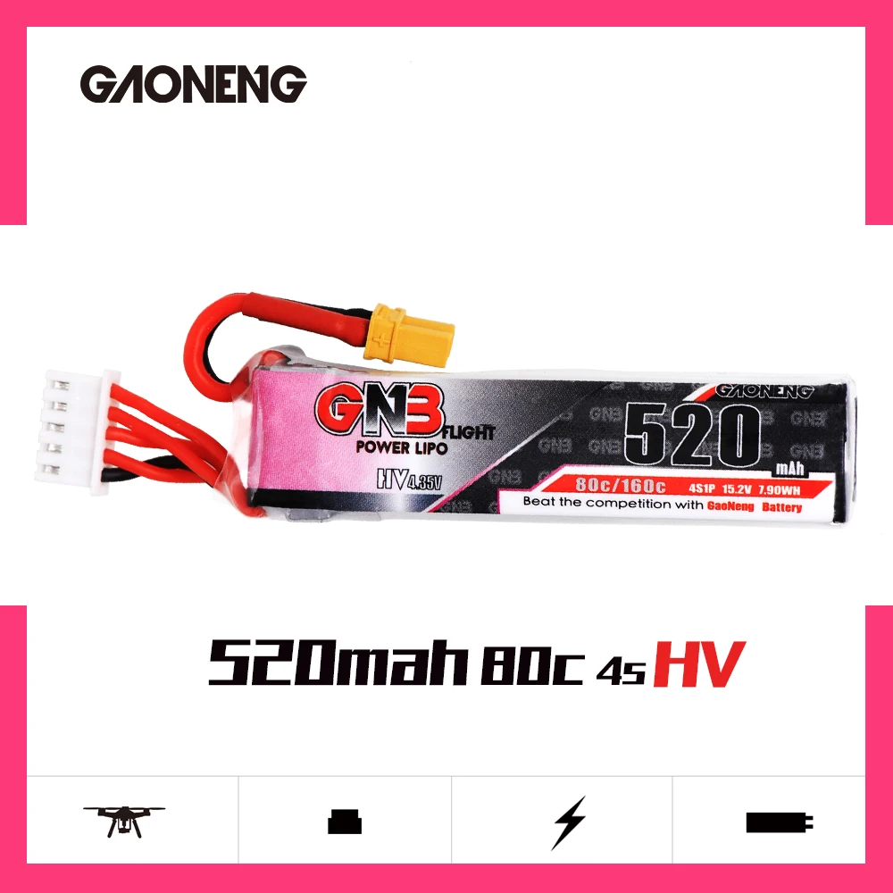4 шт. Gaoneng GNB 520 мАч 4S 15 2 в 80C/160C HV Lipo аккумулятор с XT30 для Beta85X Whoop Micro FPV Racing Cine BetaFPV