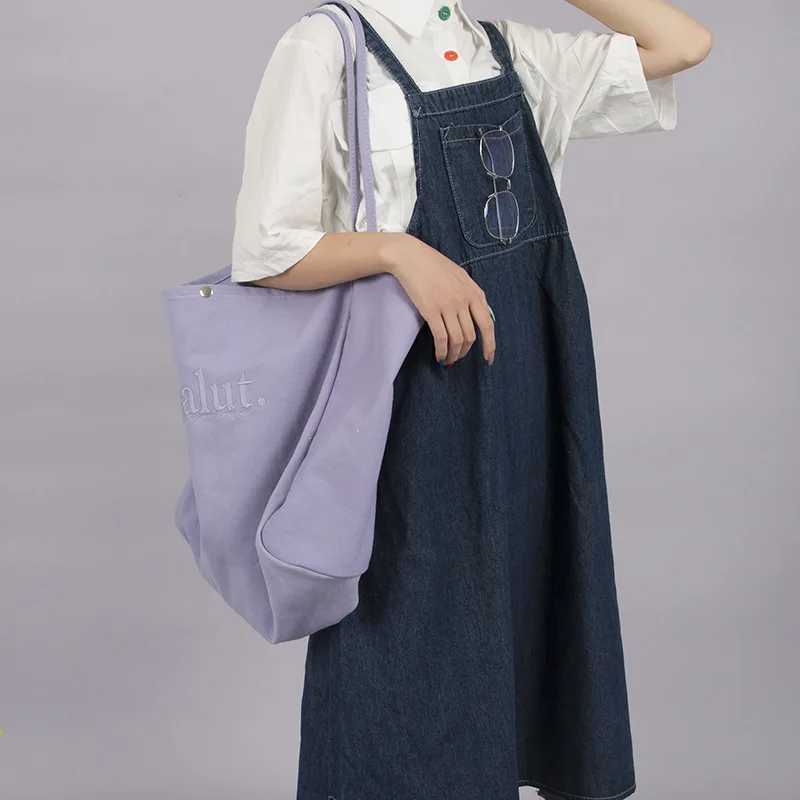 

Summer Cool Candy Color Large-capacity Canvas Bag Bag Simple 100-Shoulder Bag Women's White Yellow Purple Green Bag