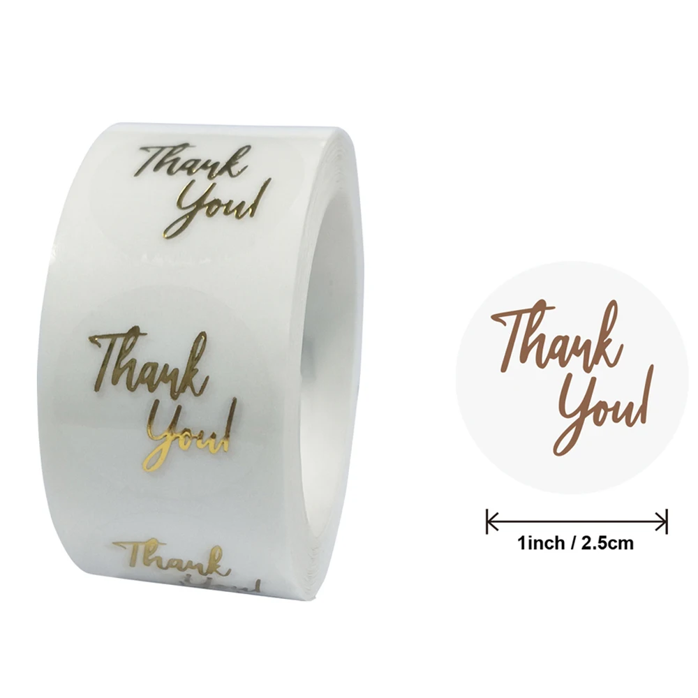 50-500pcs Labels 1inch Clear Gold Foil Thank You Stickers For Wedding Pretty Gift Cards Envelope Sealing Label Stickers