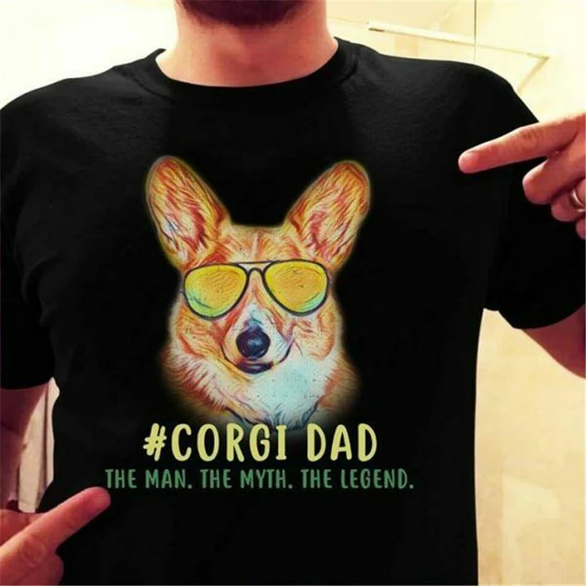Корги папа Человек Миф Легенда о Для мужчин футболка уличная одежда повседневные