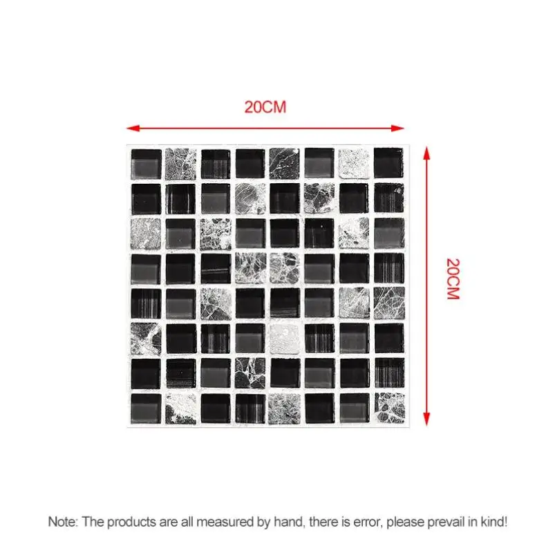 6 шт. 3D наклейки для моделирования плитки черная квадратная мозаика на стену