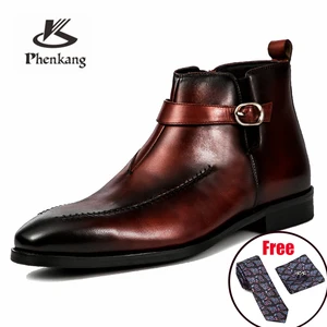 Мужские зимние ботинки челси из натуральной коровьей кожи, ботинки, броги, повседневная обувь на плоской подошве, удобные качественные классические ботинки на молнии, 2022