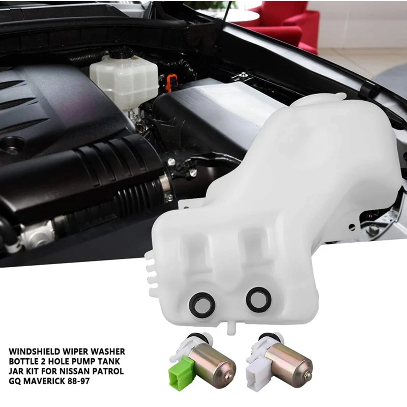 

Car 2 Hole Windshield Wiper Washer Bottle with Pump Tank Jar Kit for Nissan Patrol GQ Maverick 88-97