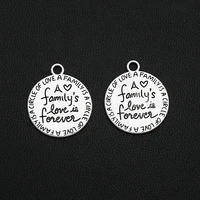 15pcslot 17x20mm antique silver plated a familys love charms is forever pendants for diy jewelry creation bulk items wholesale