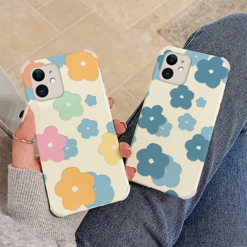 

Blue Flower Phone Case For iPhone 12 Pro Max Mini 11 Pro Max X XR XS MAX SE2020 8 8Plus 7 7Plus 6 6S Plus Leather Cover
