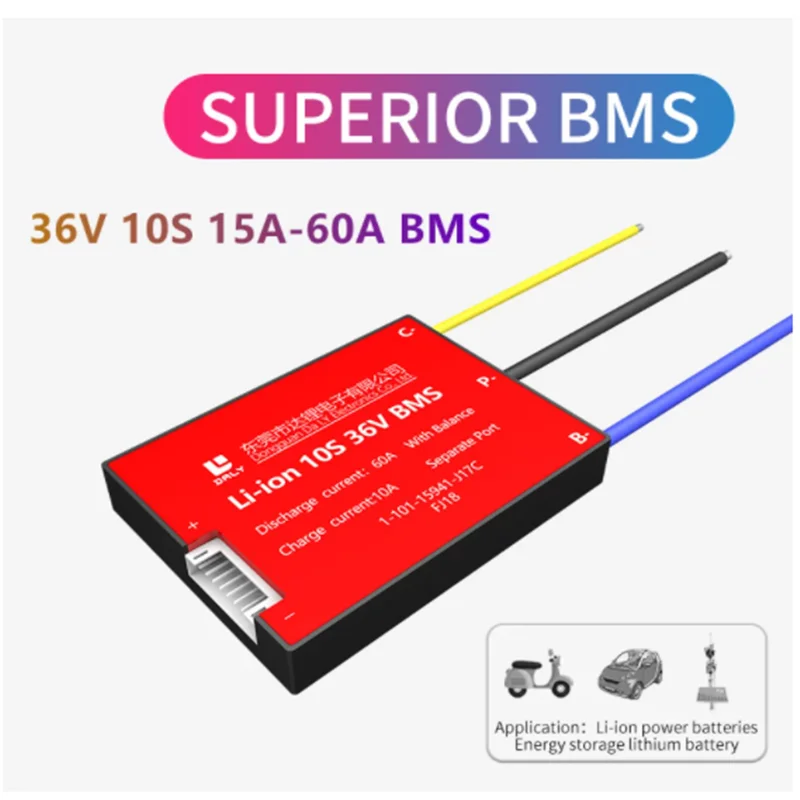 

18650 21700 2660 3.7V li-ion Balance BMS seperate port 10s bms 36V 20A 30A 40A 50A 60A for solar energy lithium battery pack