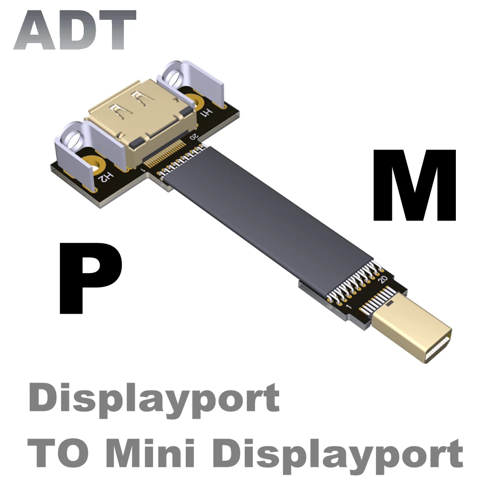 

Удлинительный мини-кабель для порта дисплея FPV Mini-DP к DP 4K 60 Гц 1,2 в 90 градусов адаптер 5 см-2 м порт дисплея плоский женский кронштейн