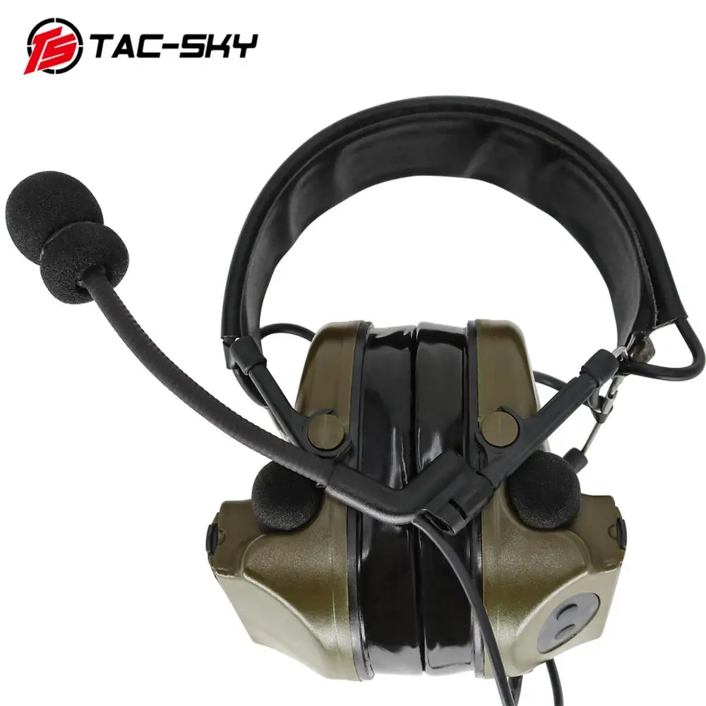 TAC-SKY COMTAC II Silicone Earmuffs Hearing Defense Noise Cancelling Pickup Walkie-Talkie Shooting Tactical COMTAC Headphones