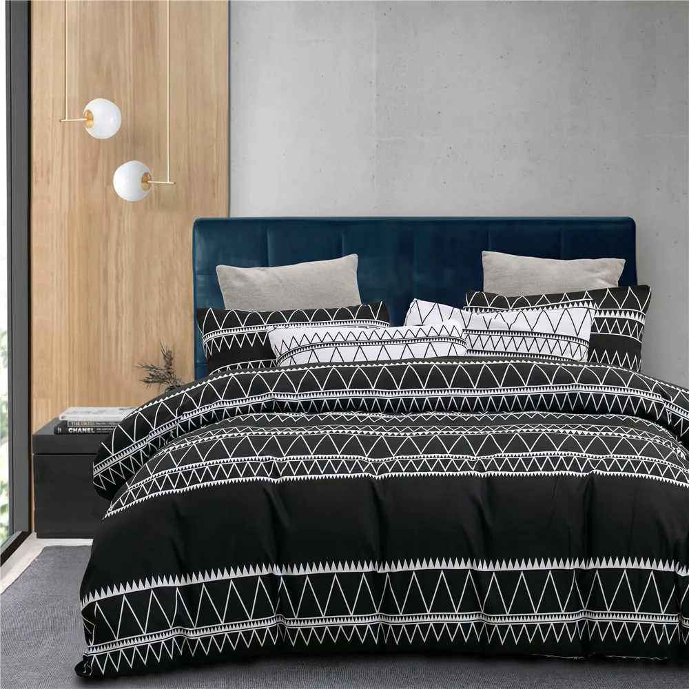 

Simple White Lines Black Modern Elegant Comforter Bedding Set Fashion King Queen Twin Size Bed Linen Duvet Cover Sets Gifts Soft