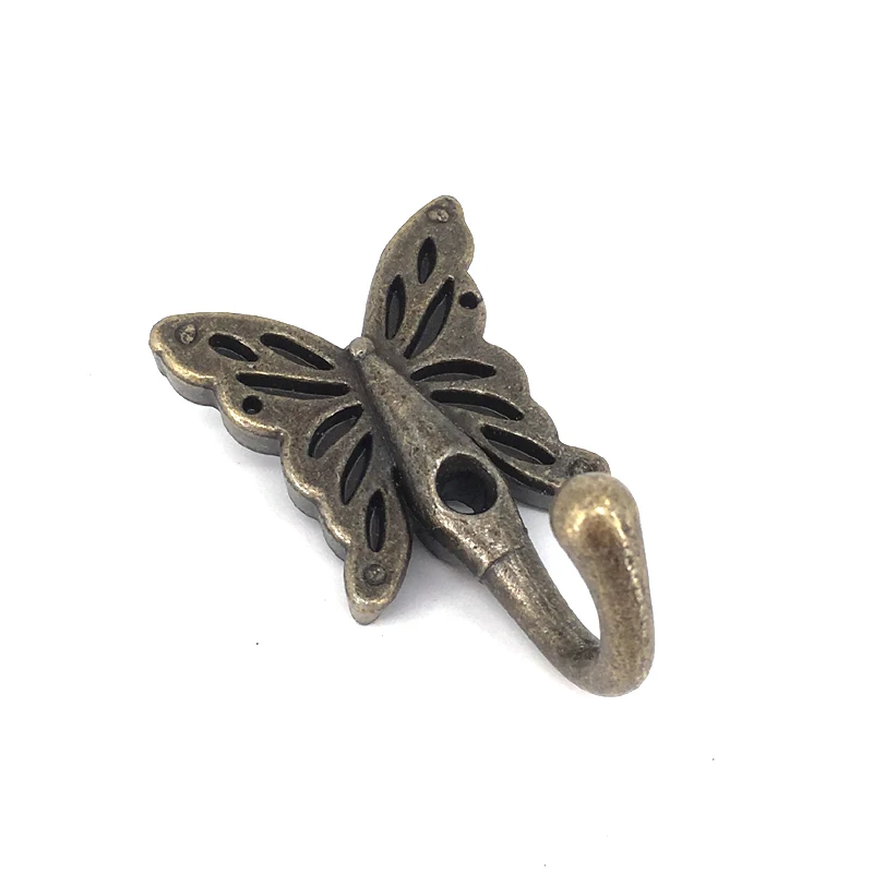 

1x Butterfly Cloth Hook Hangers Vintage Bronze Wall Door Mounted Bag Hat Hanger Single Hook for Clothes Towel Pants Hanger