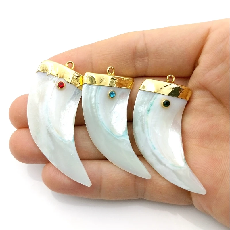 Позолоченные жемчужные подвески в форме рога с натуральным перламутровым