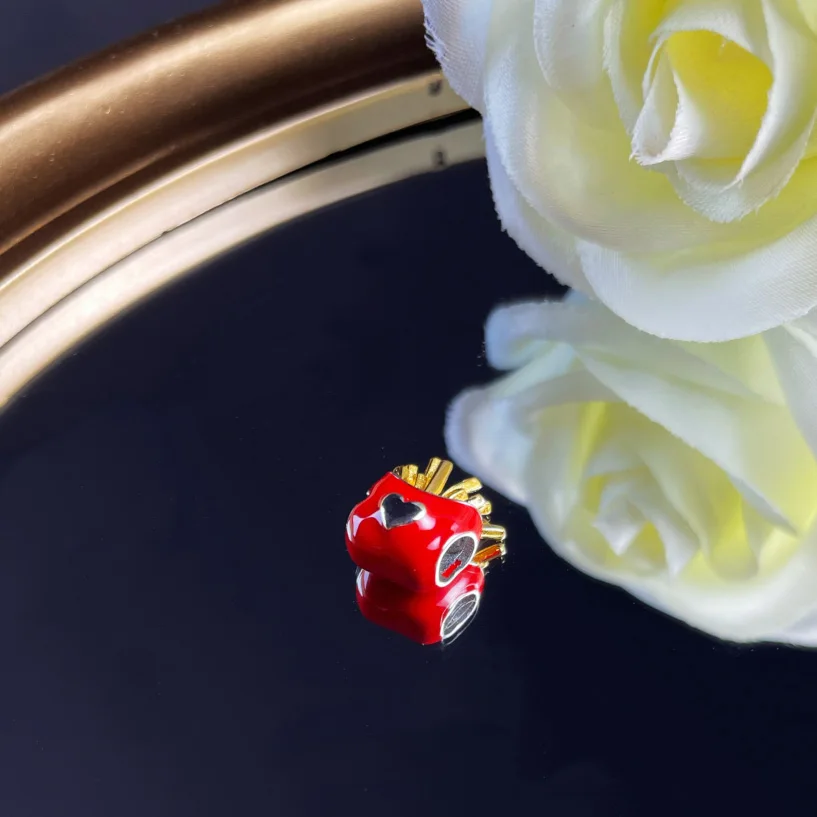 New 925 Sterling Silver Ice Cream Candy Fries Popcorn Lemon Milk Charm bead Fit Original Pandora Bracelet DIY Jewelry For Women | Украшения
