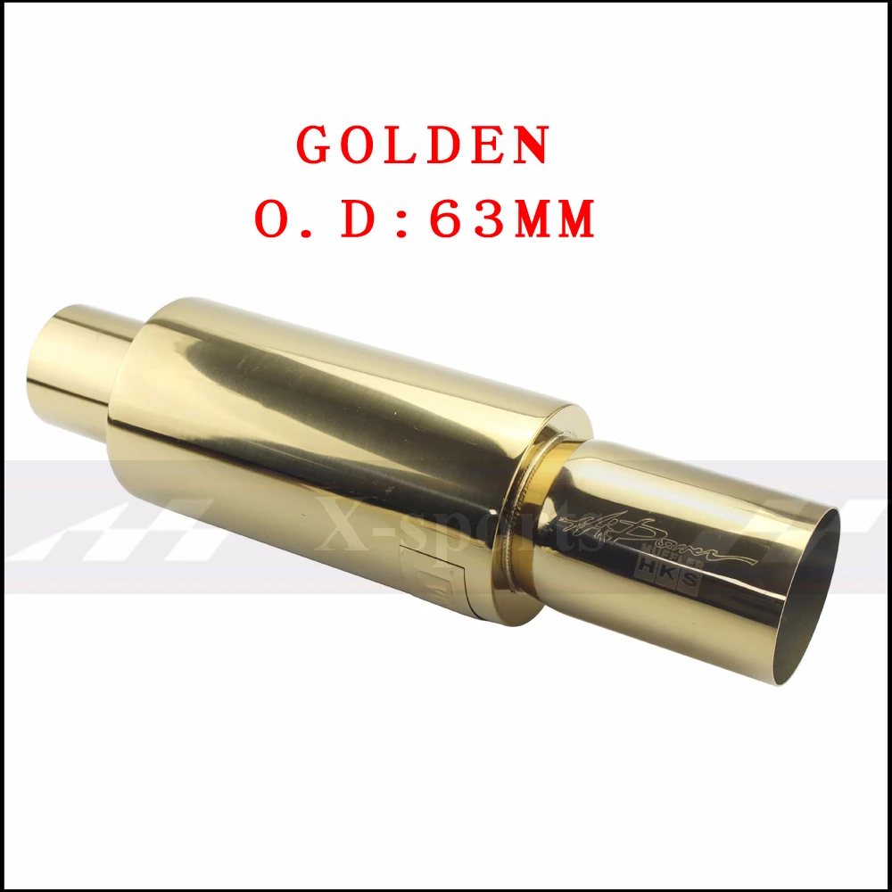 GOLDEN 63MM Автомобильные глушители для выхлопной трубы, Универсальные выхлопные системы из высококачественной нержавеющей стали, гоночные глушители " 2,5" до " - Цвет: GOLDEN 63MM