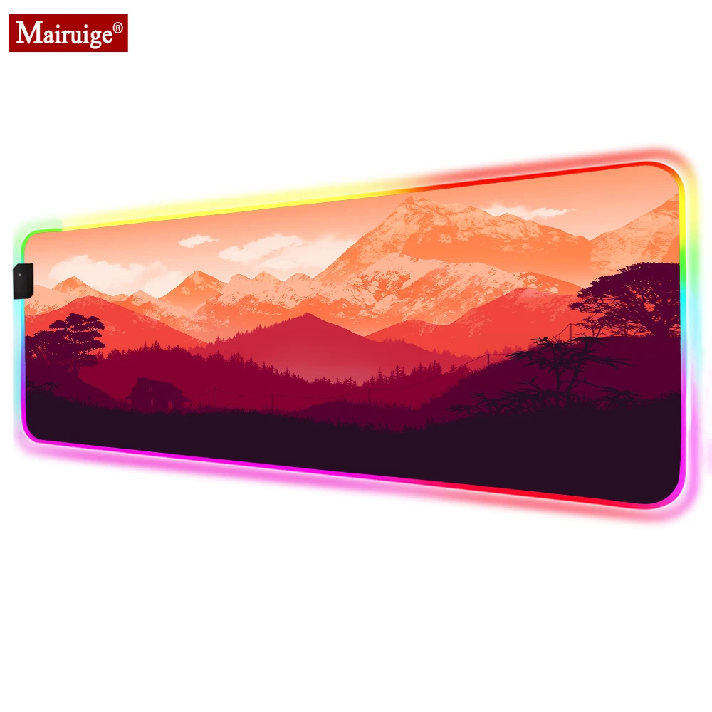 

Mountains Forest Dark Clouds Dusk LED Mousepad RGB Glow Geme XXL Large Mouse Pad 90x40cm Gamer Desk Mat for Laptop Table Pads