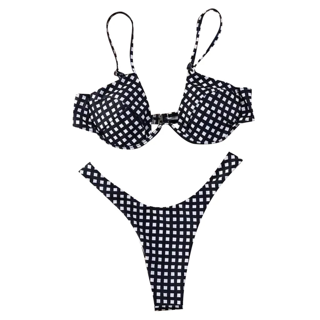 Женский купальник в клетку Kancoold сексуальный с пуш ап бикини высокой талией