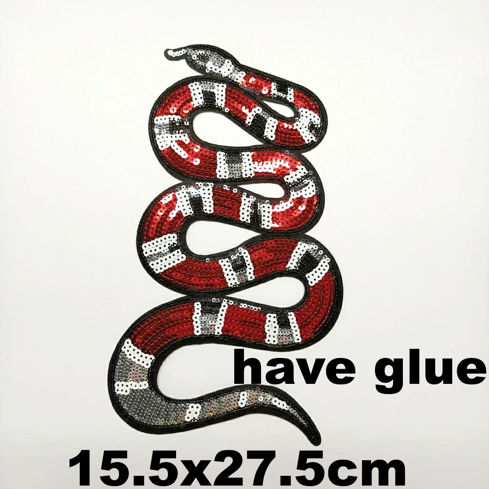 

Design large embroidery big red snake cartoon patches for clothing HE-3434