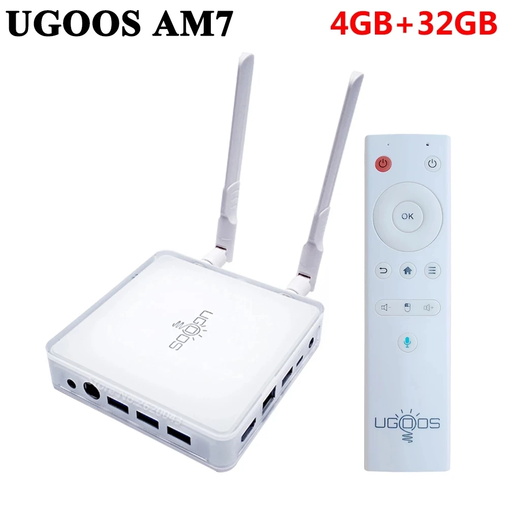 ТВ приставка UGOOS AM7 Amlogic S905X4 Android 11 Smart TV BOX DDR4 4 ГБ 32 телеприставка 1000M LAN BT5.0 Wifi 6 4K