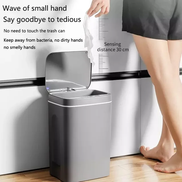 Intelligent Trash Can Automatic Sensor Dustbin Smart Sensor Electric Waste Bin Home Rubbish Can For Kitchen Bathroom Garbage