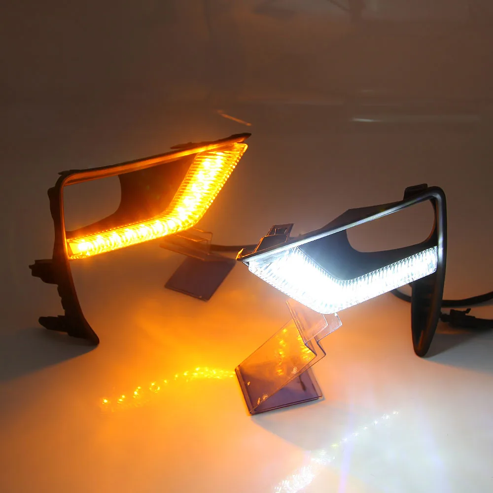 

LYQ Yellow Turn Signal Function 12V Car DRL Lamp LED Daytime Running Light Daylight For Toyota Land Cruiser Prado 2018