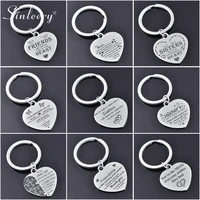 sinleery stainless steel keychain heart pendant key ring son couple friend blessing message key holder rings women men ys006 ssk